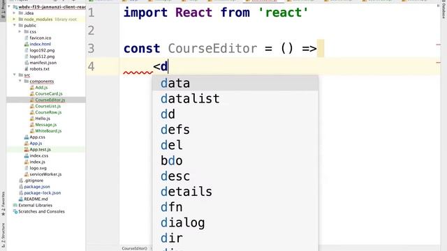 230 Implementing a course editor React component