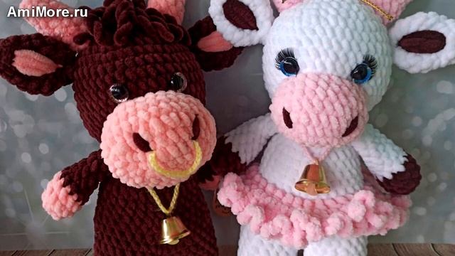 Амигуруми: схема Бычок Тихон и бурёнка Тина. Игрушки вязаные крючком - Free crochet patterns. смотреть онлайн