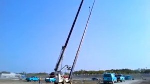 Монтаж мачты автокраном