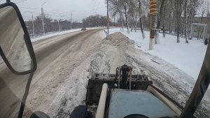 Дождались снега. Чистим остановки по городу.