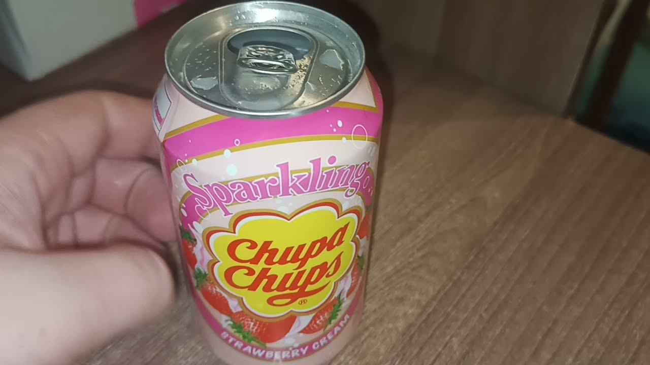 Газированная вода Cupa Chups клубника со сливками 345мл ж/б