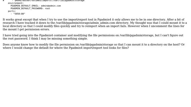 How to Change Default import/export Directory in Pgadmin4 Docker Image? смотреть онлайн