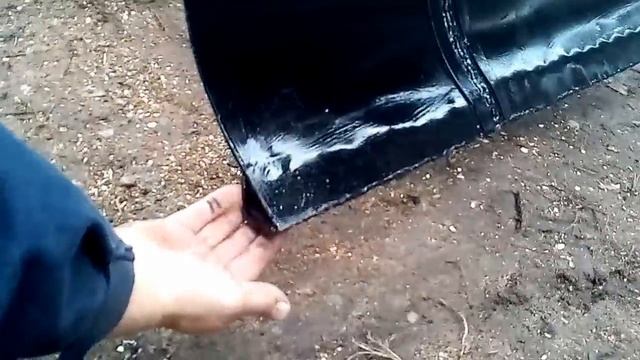 Самодельная лопата-отвал для очистки снега из газового баллона для мотоблока "ОКА".