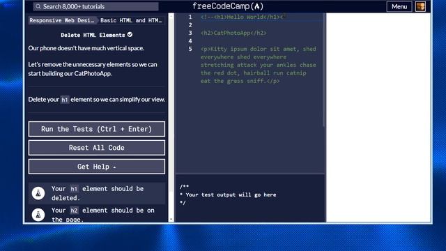 Welcome to freeCodeCamp's HTML coding challenges.