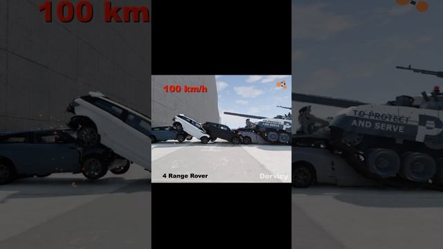 Range Rover Evoque vs Tank 100 Km/H Crash TEST! BeamNG drive