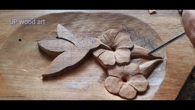 |Bird and flower wood carving|UP wood art|wood working|wood craft| смотреть онлайн