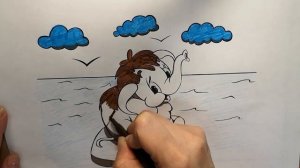 Мамонтёнок из мультфильма "мама для мамонтенка"! Раскраска для самых маленьких!