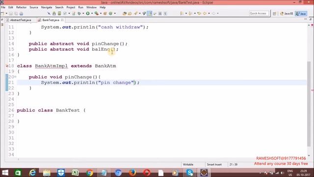 RAMESH SOFT : Abstract keyword in java|| Abstract class in Java