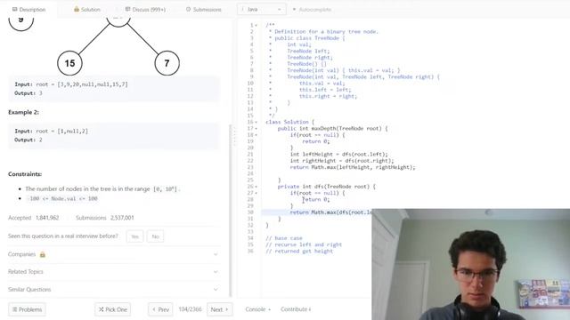 Grind 75 - Maximum Depth of Binary Tree - Java Attempt смотреть онлайн