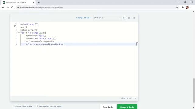 Nested Lists | Dictionary Concept | Basic Data Types | HackerRank Python Practice