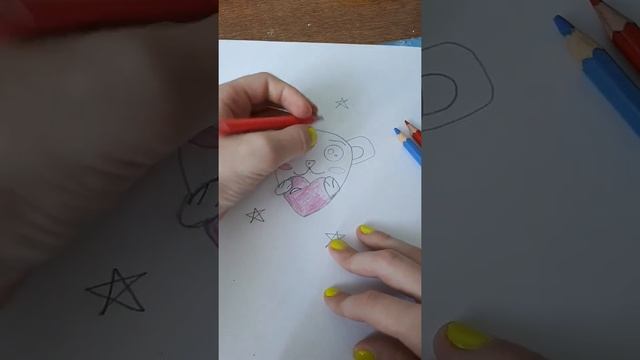 Рисуем медвежонка!!!! С сердечком! На день рождение или как открытку !!!! смотреть онлайн