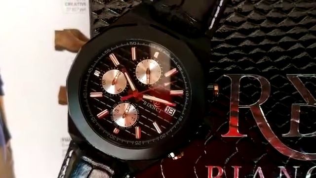 Часы Roberto bianci мужские корпус покрыт чёрным ионом, чёрный циферблат кожаный ремешок. Диаметр 4