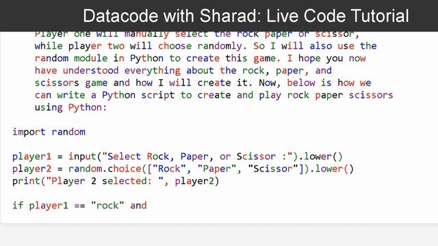 Rock Paper Scissors Game using Python | Python Project | Using Random Module in Python