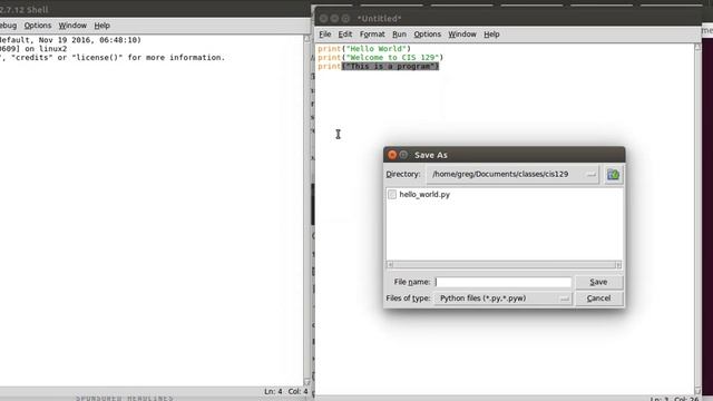 Pima Community College CIS 129 - Basics of Making and Running a Python File in IDLE смотреть онлайн