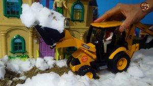 Машинки Игрушки Bruder. Расчищаем дорогу от снега - Экскаватор, самосвал и погрузчик. Манкиту