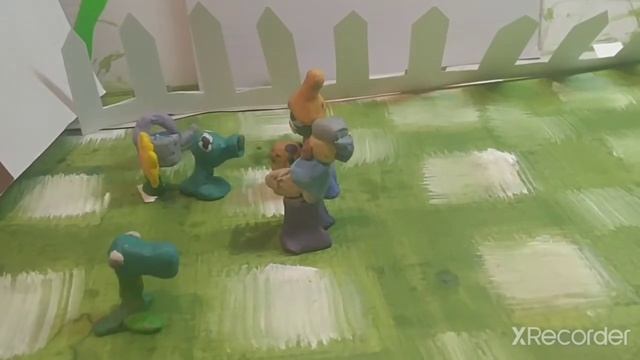 зомби против растений пластилин мультик