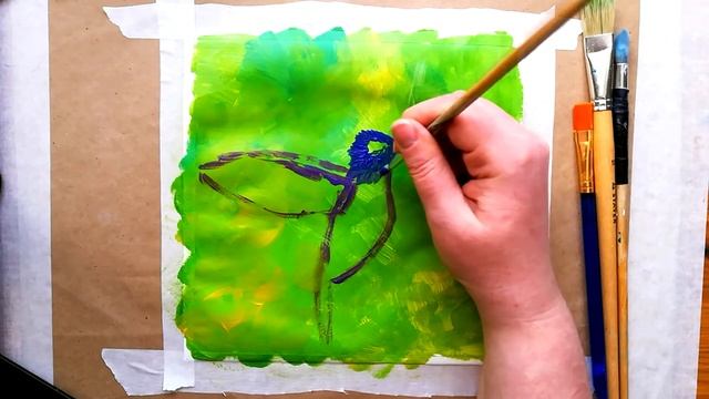 КАК НАРИСОВАТЬ ПТИЦУ КОЛИБРИ АКРИЛОМ | Поэтапное рисование для начинающих смотреть онлайн