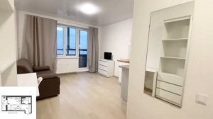 Студия, Новый ремонт, Расстановка мебели 24 кв.м. Лоджия 4 кв.м.  Новая Москва, Остафьево, Новостро
