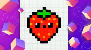 Как нарисовать фрукты клубника по клеточкам для детей