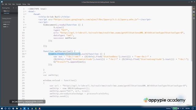 Parsing API data with jQuery: Lesson 149