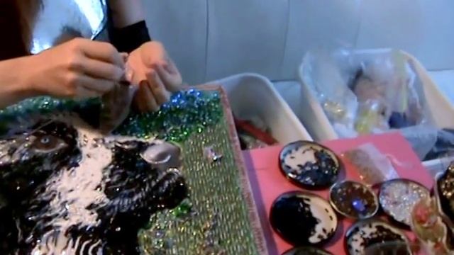 Процесс вышивки бисером по кругу. Собака коккер спаниель. Cocker Spaniel beadwork. София Голдберг