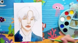 WATERCOLOR PAINTING | HYUNJIN OF STRAY KIDS | BEGINNER