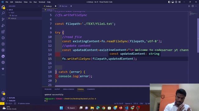 lec-9 || Update file method using fs module in nodejs #nodejs