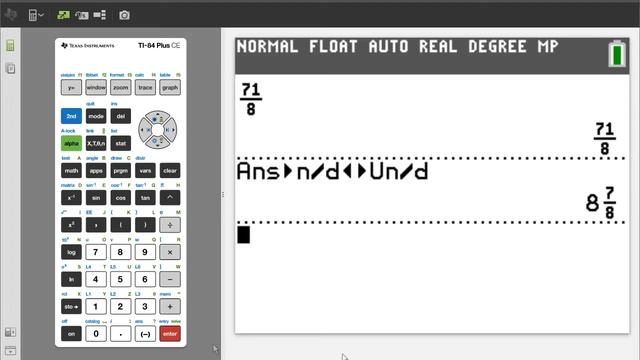 Converting Improper Fractions into Mixed Number Fractions TI 84 Plus CE смотреть онлайн