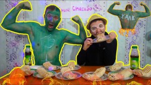 Кто быстрее съест 10 шавух! Жесть, шаурма из собаки! Халк из зеленки против Школьника