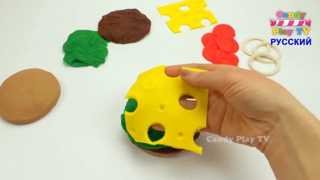 Play Doh Макдональдз Гамбургер Картошка Фри и Кола|Учим цвета с Плей До | Лепим из пластилина Урок