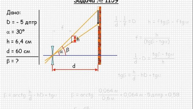 997 Оптика Сферические зеркала и тонкие линзы Задача 1159 смотреть онлайн