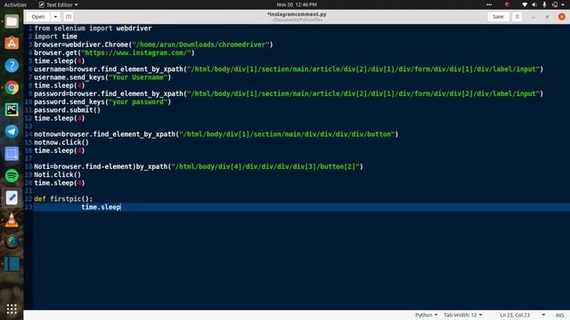 Instagram Automation project: Comments Automation using Python ( Selenium )
