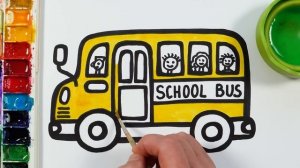 Нарисуй и раскрась школьный автобус!\\ Рисование для мальчиков! Давайте рисовать  вместе!