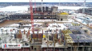 Обзор с воздуха ЖК «Новое Пушкино» (аэросъемка: февраль 2019 г.)