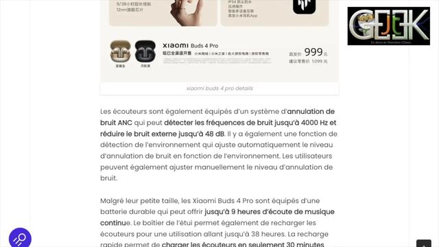 Des ecouteurs haut de gamme avec les Xiaomi Buds 4 pro à prix fort смотреть онлайн