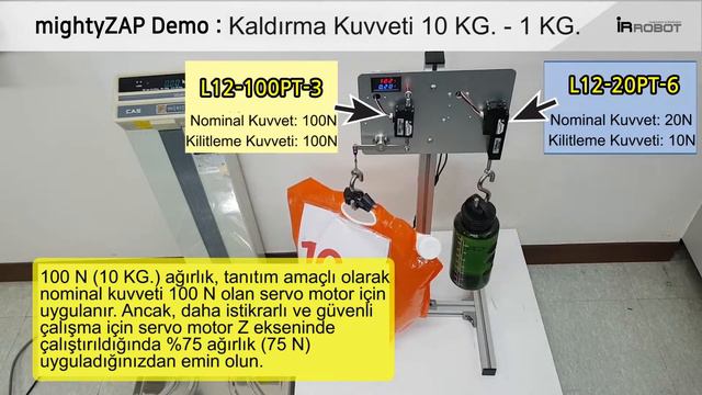 iR ROBOT - Servo Motor Kaldırma Kuvveti Testi