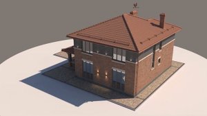 Проект двухэтажного дома с террасой 200 м2 из кирпича в красных тонах