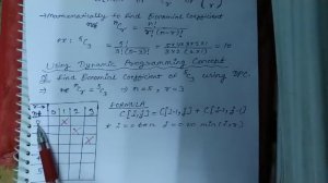 Binomial Coefficient using dynamic programming concepts in design and analysis of algorithm