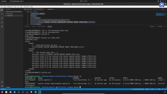 How to Build Apache Webserver Image from running container of base centos docker image. Part-3