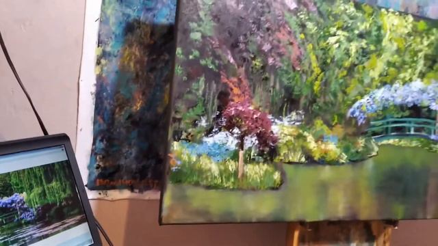 Impressionist Oil Painting |  Japanese Bridge at Monet’s Giverny Garden, France