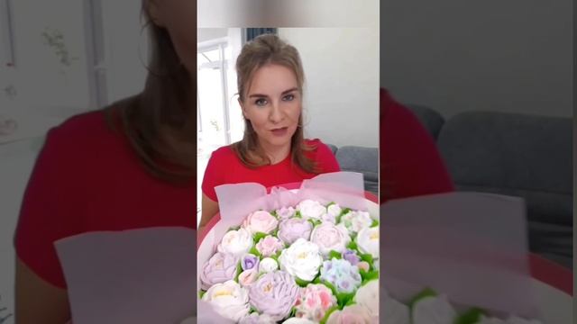 ПРЕМИУМ!    ЗЕФИРНЫЕ ЦВЕТЫ В КОРОБКЕ, диаметр 40 см
