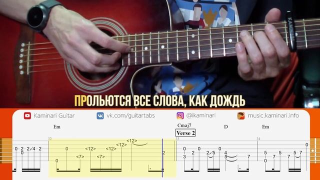 Bi-2 – My rock-n-roll. Fingerstyle guitar cover with karaoke and tabs