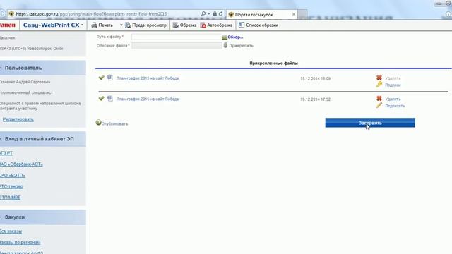Внесение изменений в план-график смотреть онлайн