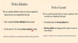 Gerund and Infinitive Perfect, Passive and progressive forms