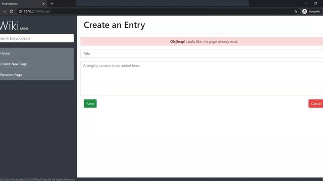 CS50's Web Programming with Python and JavaScript - Project 1: Wiki