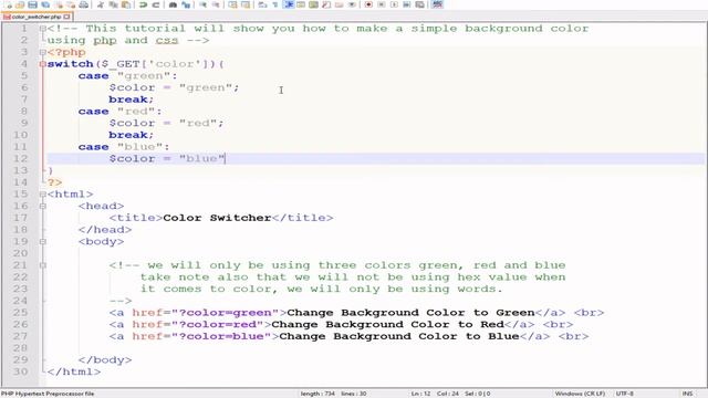 BACKGROUND COLOR SELECTOR USING PHP/CSS