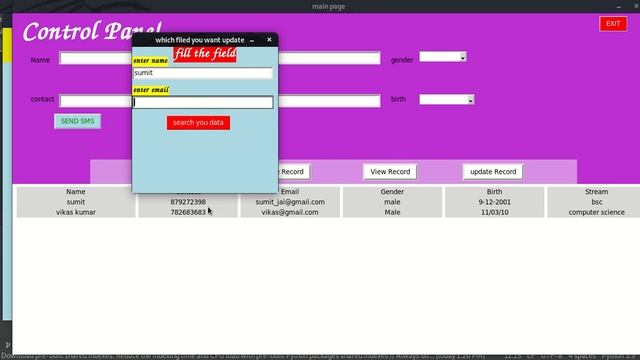Making Project on Python tkinter using Object oriented programming and SMS API with MONGODB Databas