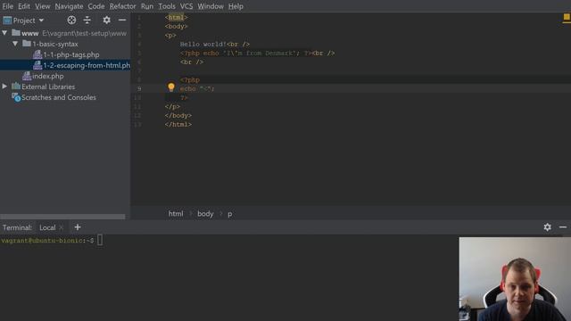 php7 for absolute beginners - basic syntax - escaping from html -  php tutorial for beginners full