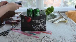 Корзина из продуктов. //Букет для мужа на Юбилей .//Съедобный букет для мужчины.//(2019)