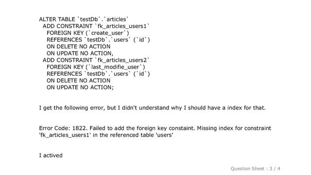 MySQL : Error Code: 1822. Failed to add the foreign key constaint. Missing index for constraint